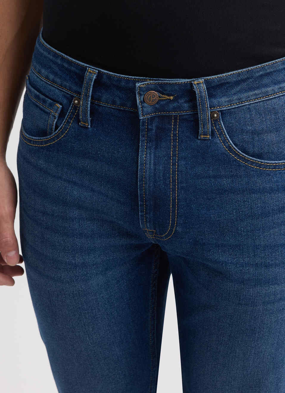 Men Blue Bootcut Fit Mid Rise Jeans , , large image number 4