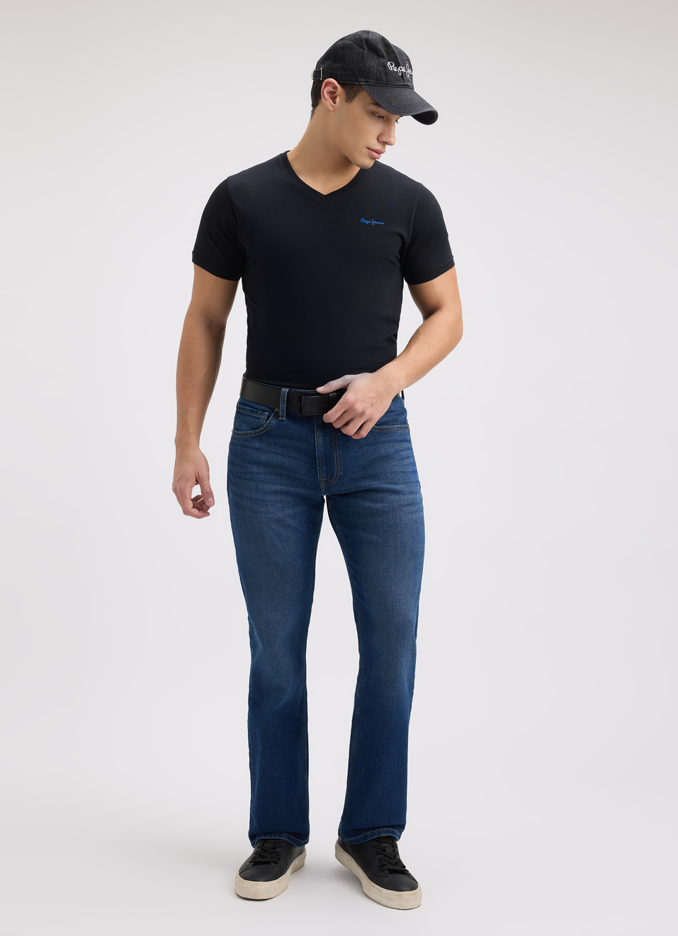 Men Blue Bootcut Fit Mid Rise Jeans , , large image number 5