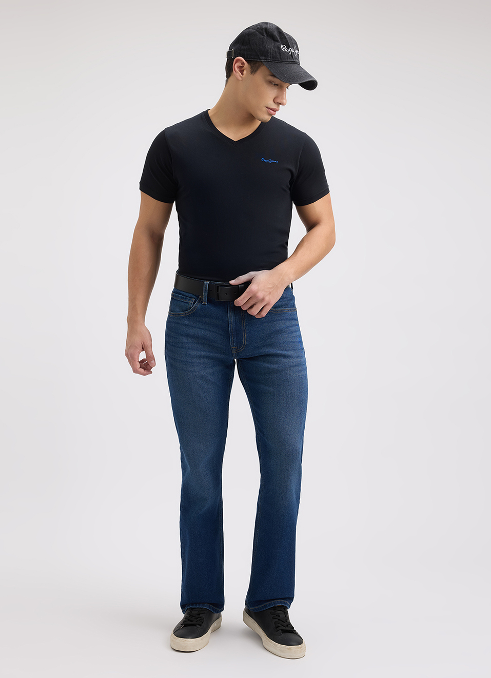 Men Blue Bootcut Fit Mid Rise Jeans , , large image number 6