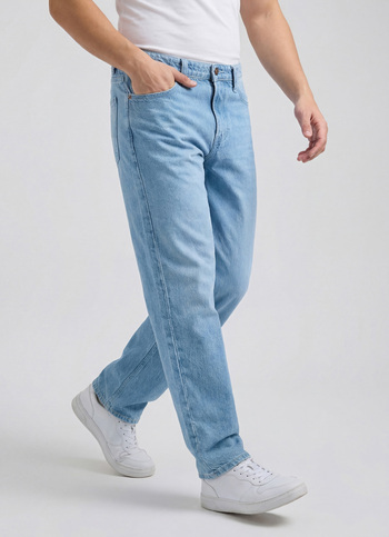 Men Blue Relaxed Barrel Fit Mid Rise Jeans