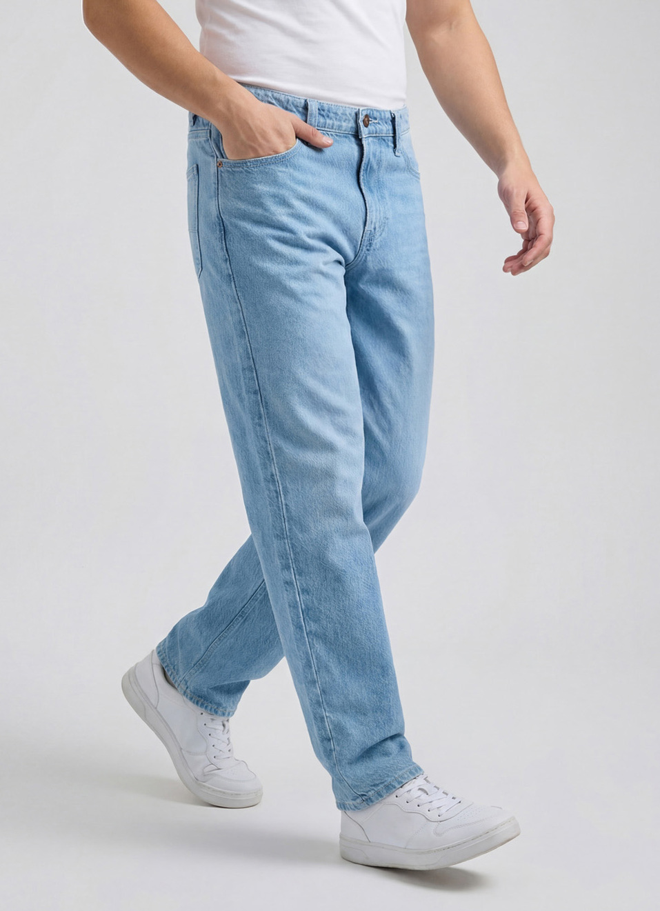 Men Blue Relaxed Barrel Fit Mid Rise Jeans, , large image number 0