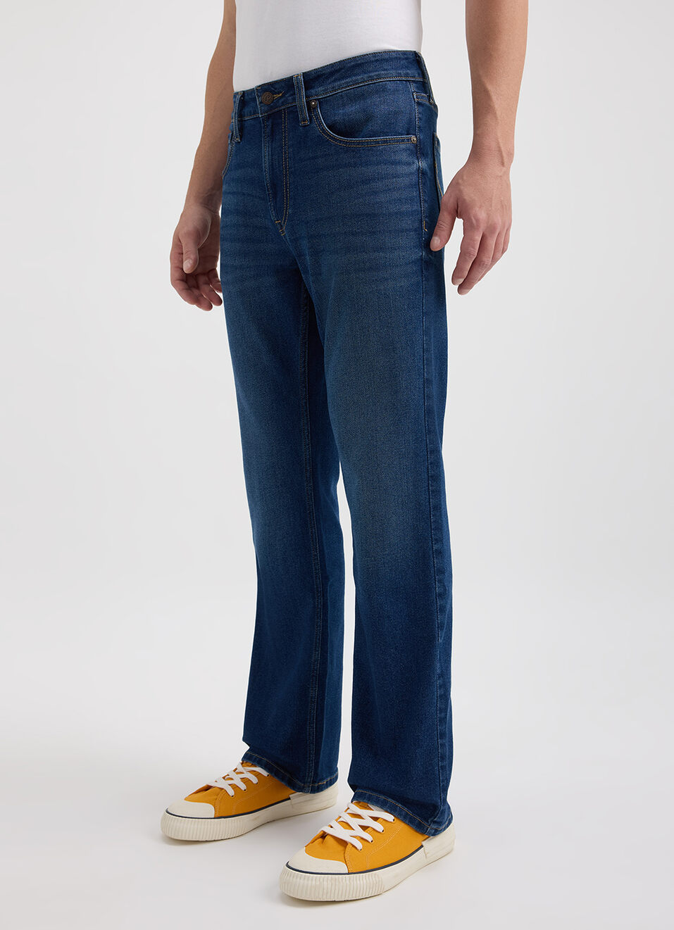 Men Blue Bootcut Fit Mid Rise Jeans, , large image number 6