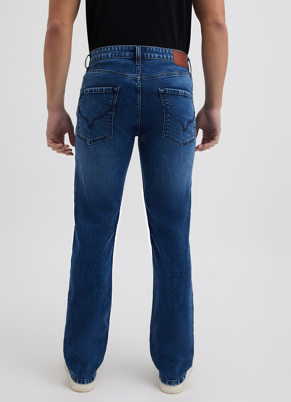 Men Blue Straight Fit Mid Rise Jeans, , large image number 4