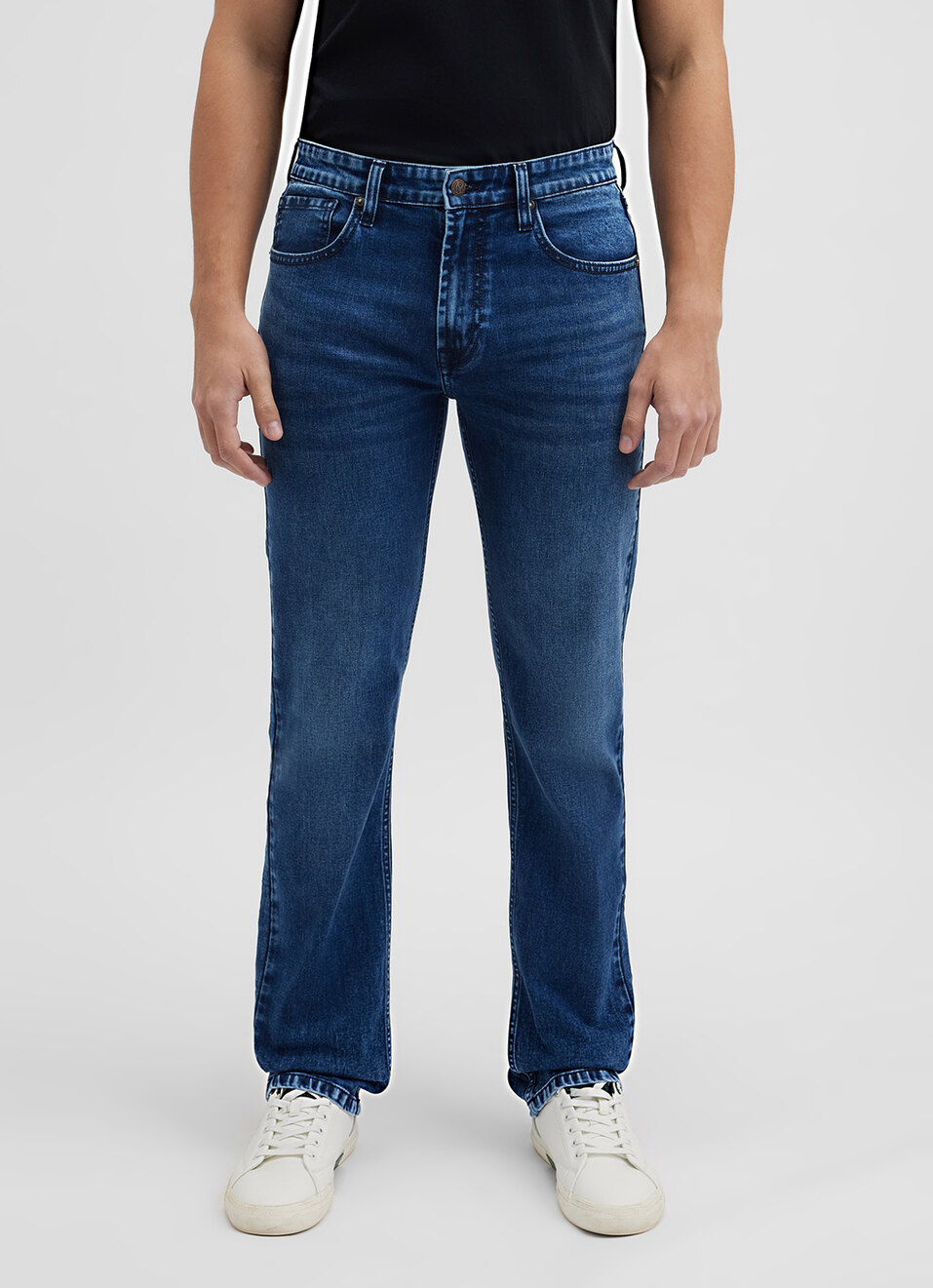 Men Blue Straight Fit Mid Rise Jeans, , large image number 5