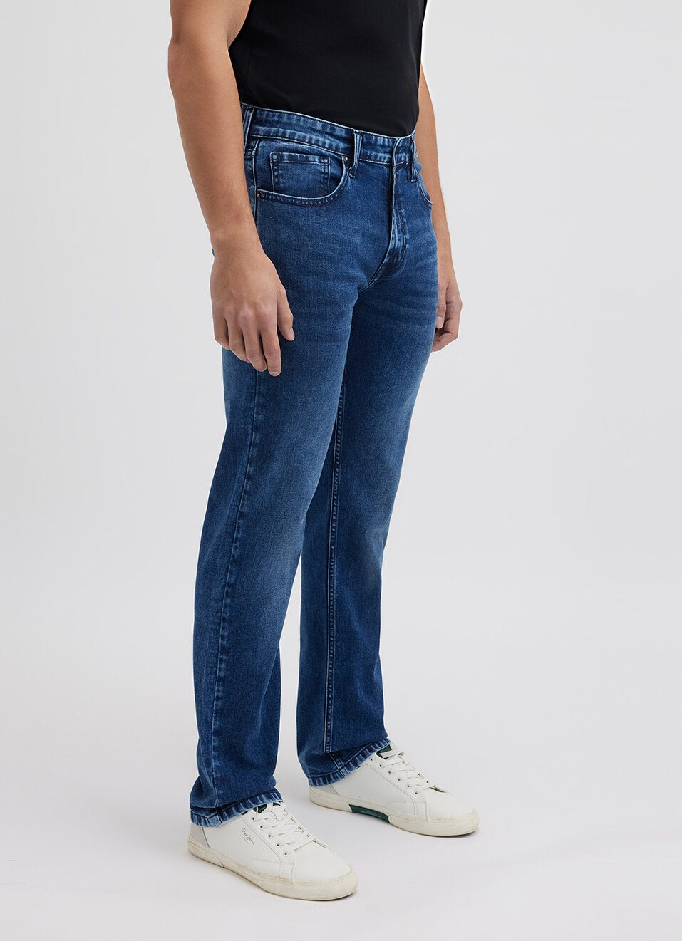 Men Blue Straight Fit Mid Rise Jeans, , large image number 6