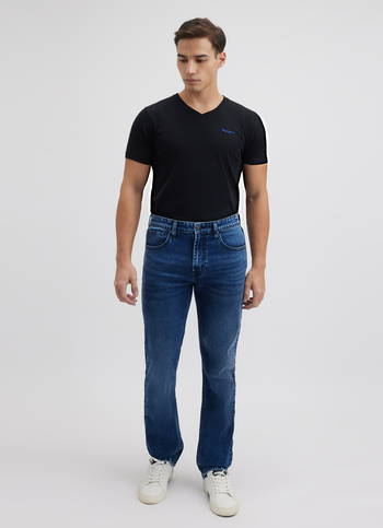 Men Blue Straight Fit Mid Rise Jeans 