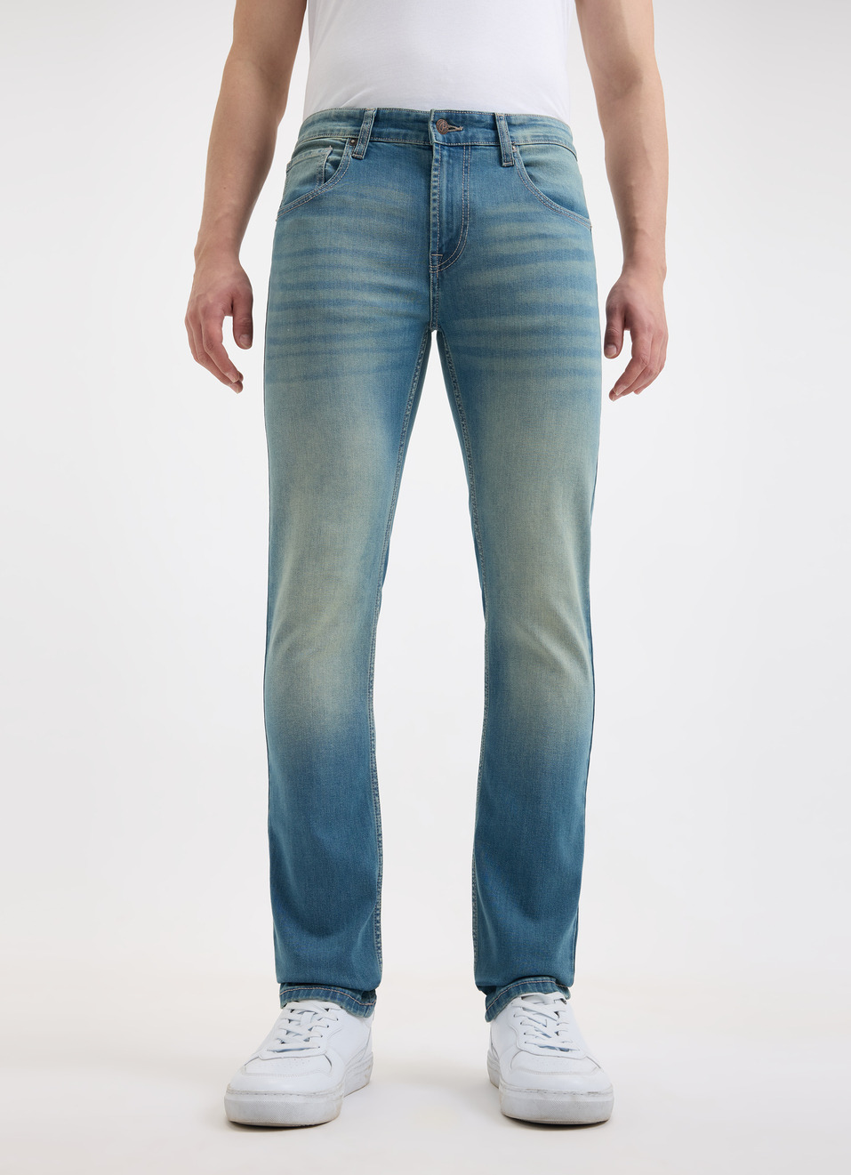 Men Blue Slim Fit Mid Rise Jeans , , large image number 1