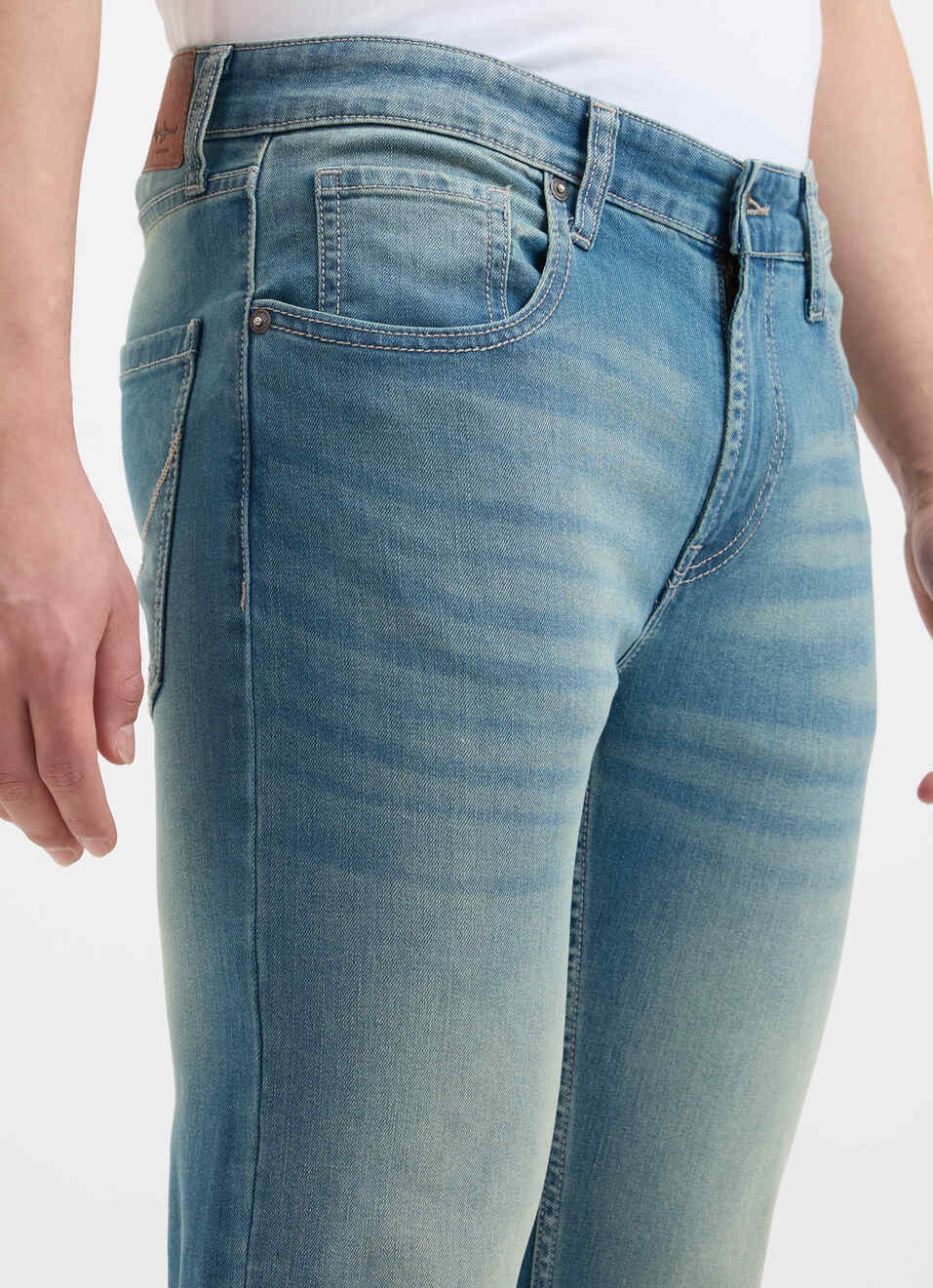 Men Blue Slim Fit Mid Rise Jeans , , large image number 4