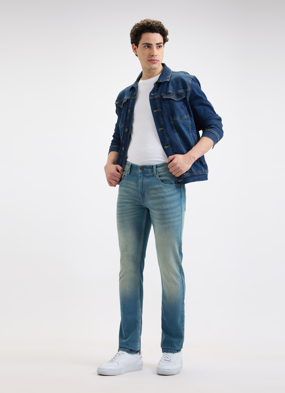 Men Blue Slim Fit Mid Rise Jeans , , large image number 5