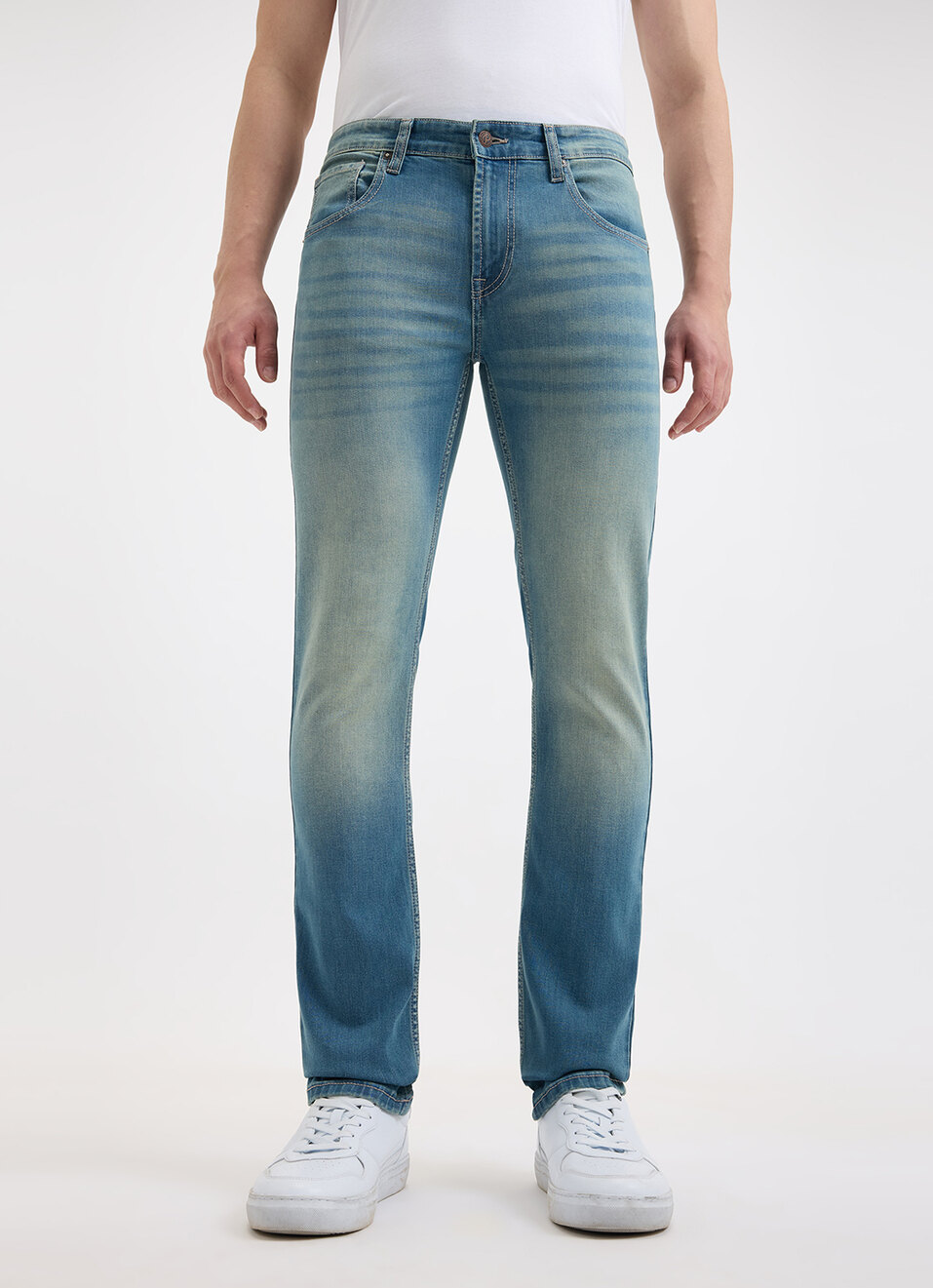 Men Blue Slim Fit Mid Rise Jeans, , large image number 5