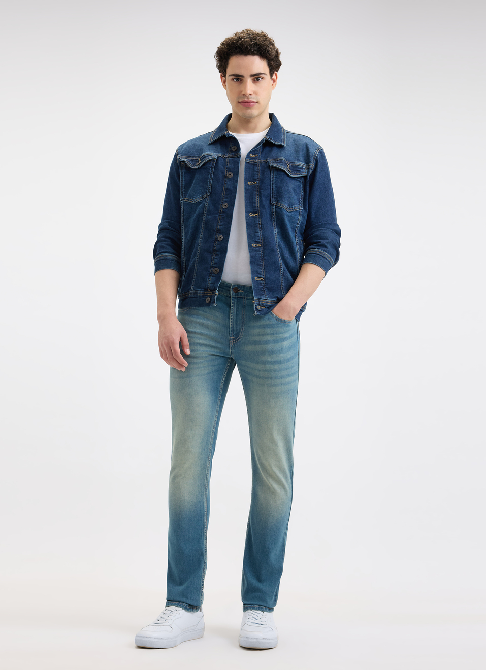 Men Blue Slim Fit Mid Rise Jeans , , large image number 0