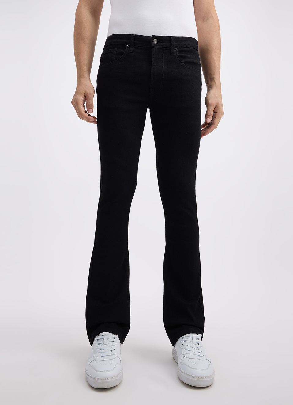 Men Black Bootcut Mid Rise Jeans, , large image number 5