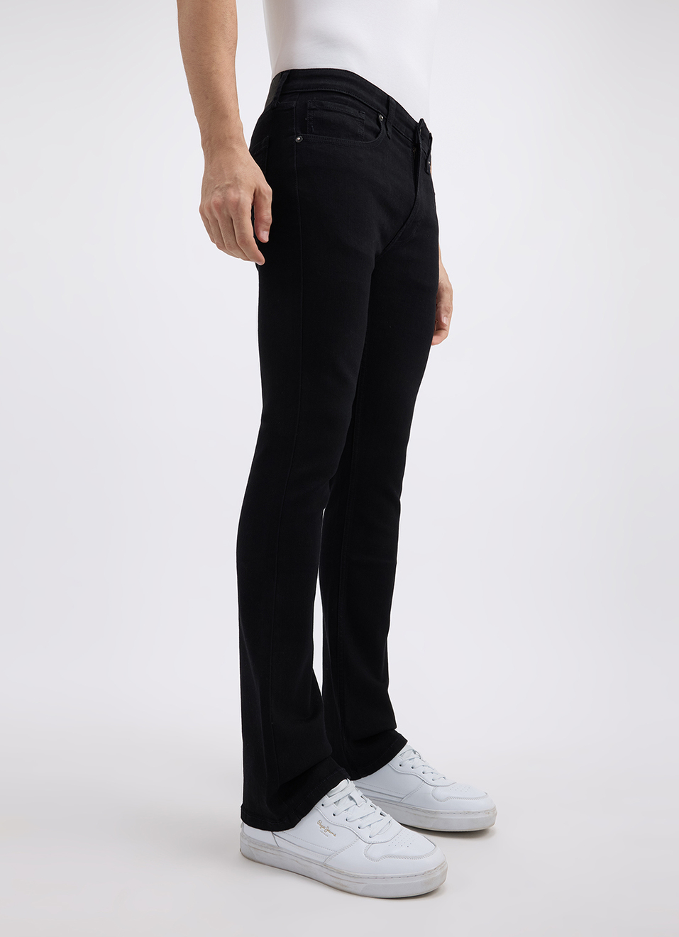 Men Black Bootcut Mid Rise Jeans, , large image number 6