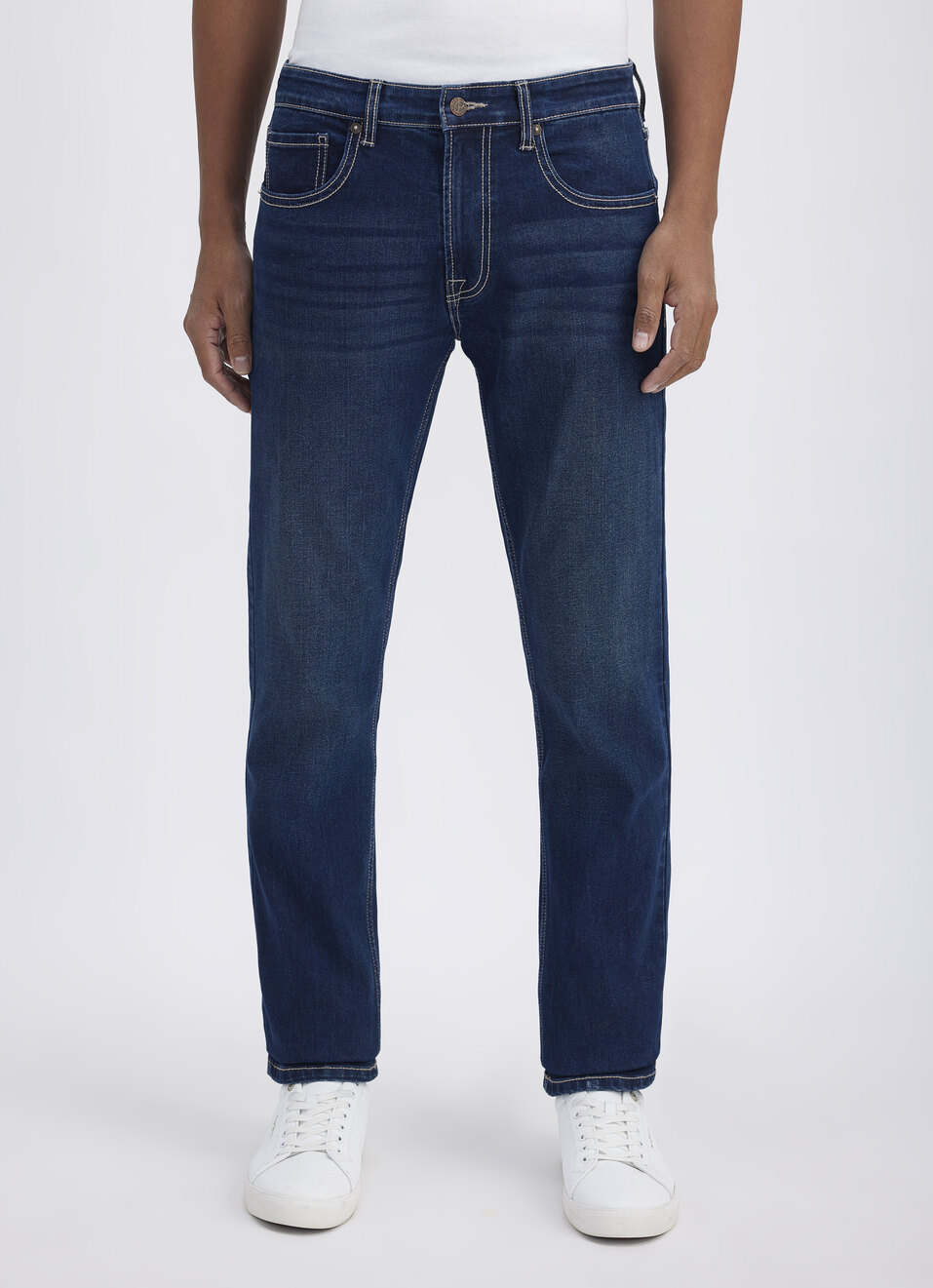 Men Blue Straight Fit Mid Rise Jeans , , large image number 1