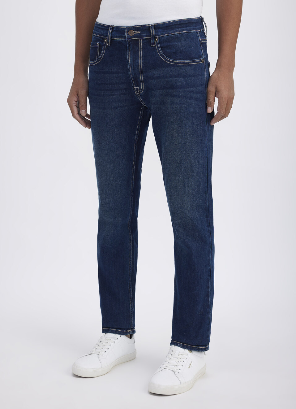 Men Blue Straight Fit Mid Rise Jeans , , large image number 3