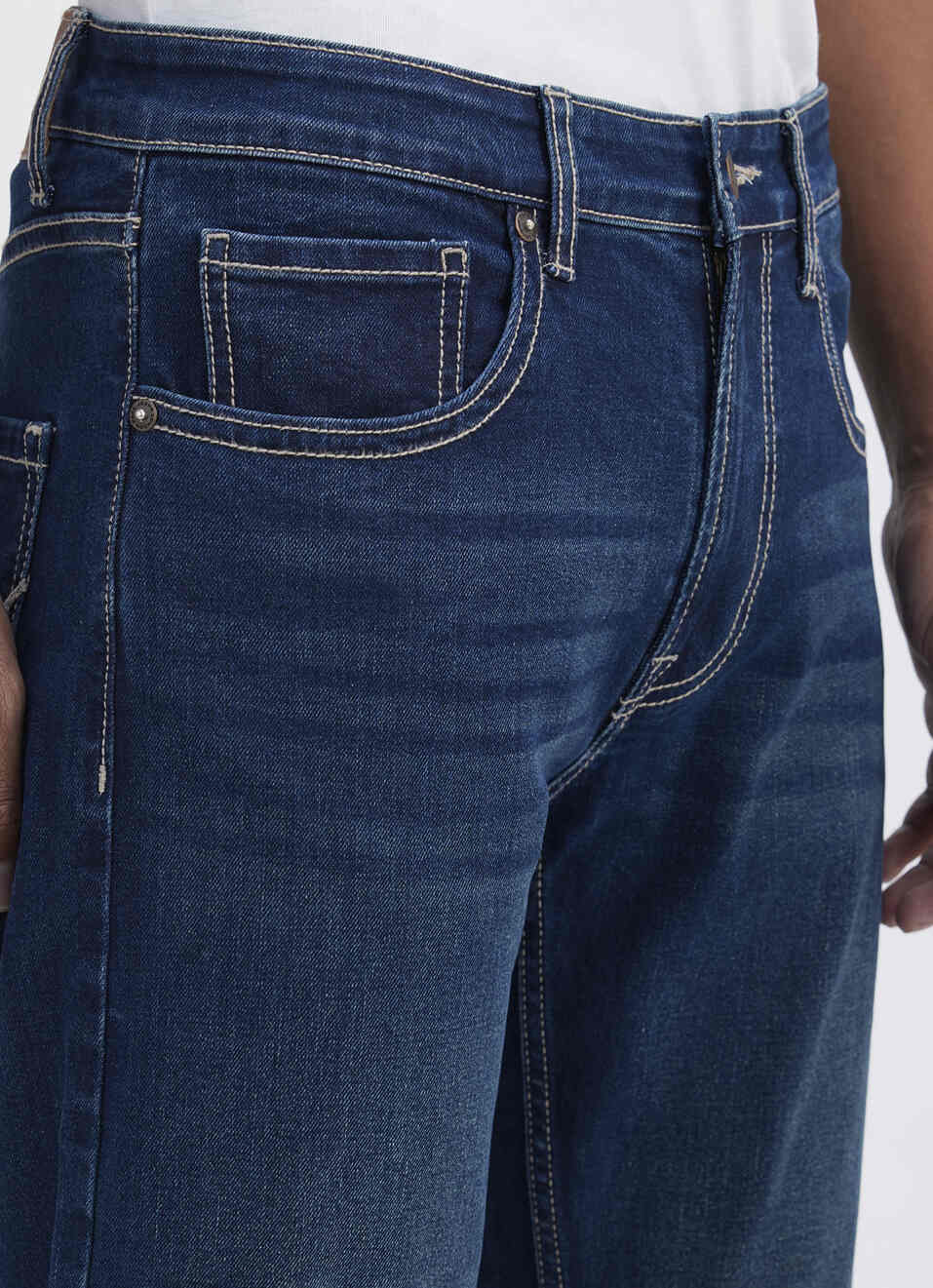 Men Blue Straight Fit Mid Rise Jeans , , large image number 4