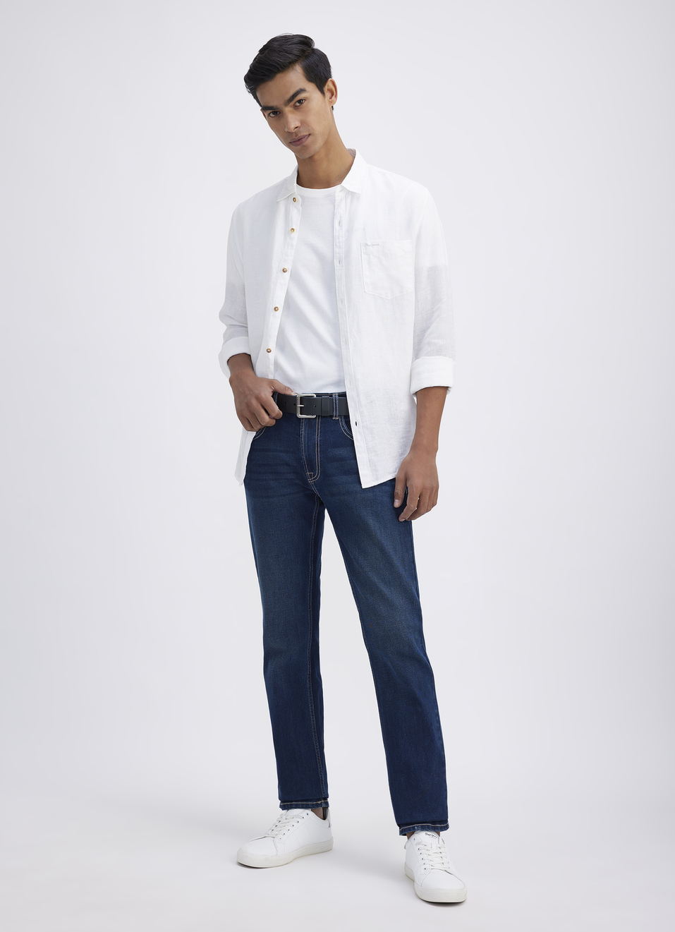 Men Blue Straight Fit Mid Rise Jeans , , large image number 0