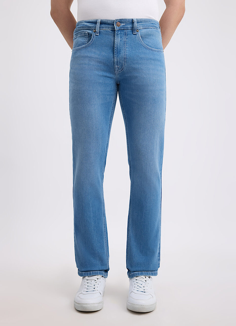 Men Blue Straight Fit Mid Rise Jeans, , large image number 5