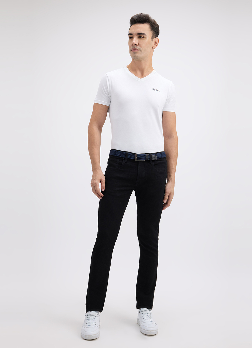 Men Black Slim Fit Mid Rise Jeans , , large image number 6