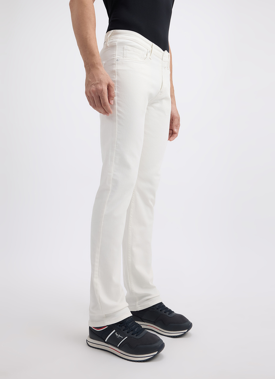 Men White Straight Fit Mid Rise Jeans, , large image number 5