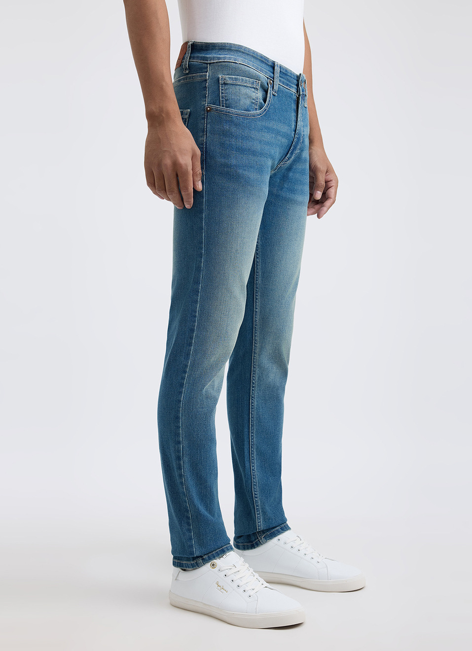 Men Blue Slim Fit Mid Rise Jeans, , large image number 6