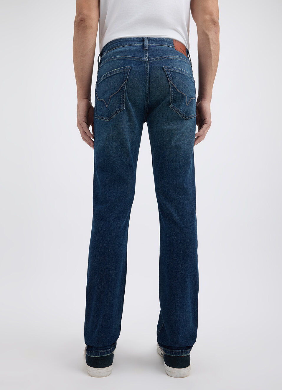 Men Tinted Blue Straight Fit Mid Rise Destressed Jeans , , large image number 3