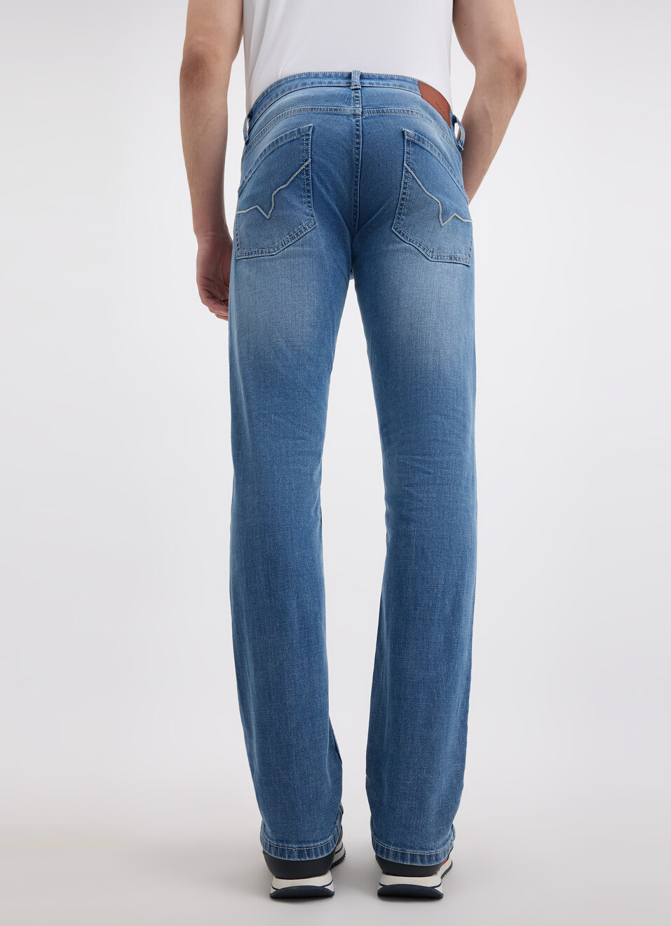 Men Blue Straight Fit Mid Rise Jeans , , large image number 2