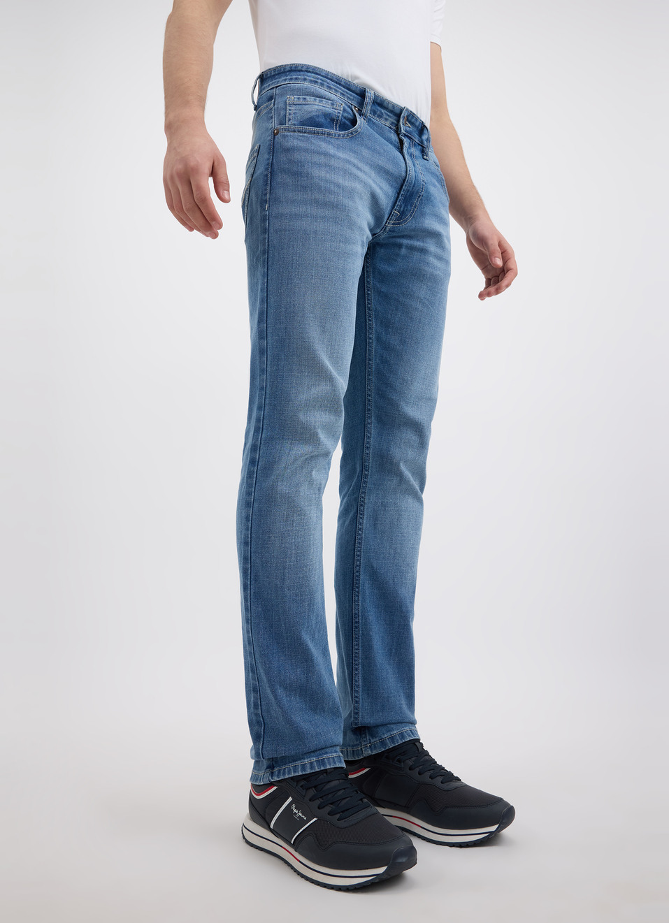 Men Blue Straight Fit Mid Rise Jeans , , large image number 3
