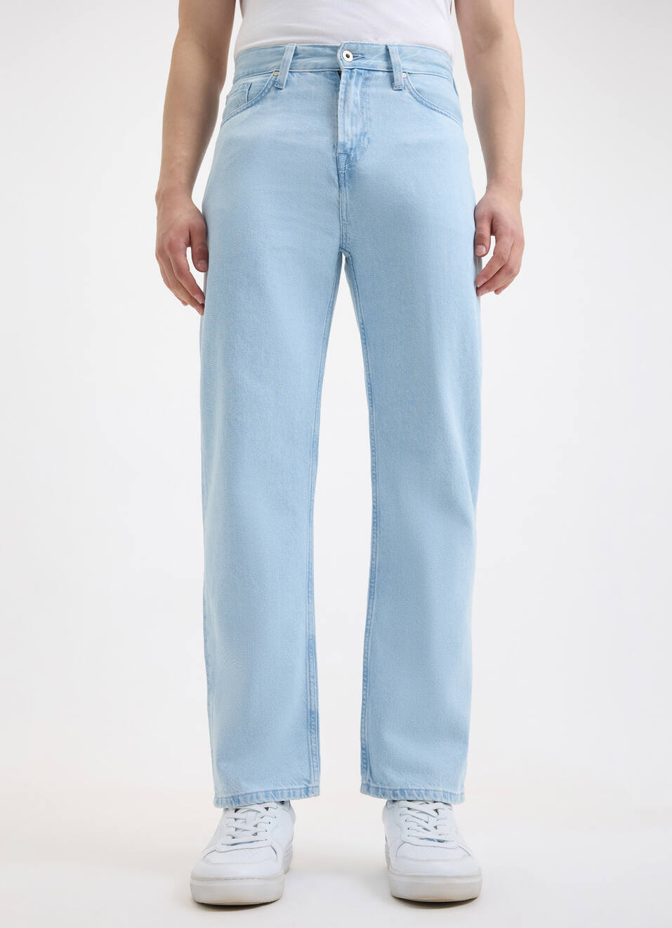 Men Blue Relaxed Fit Mid Rise Baggy Jeans , , large image number 1