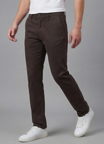 Men Brown Mid Rise Stretch Chinos