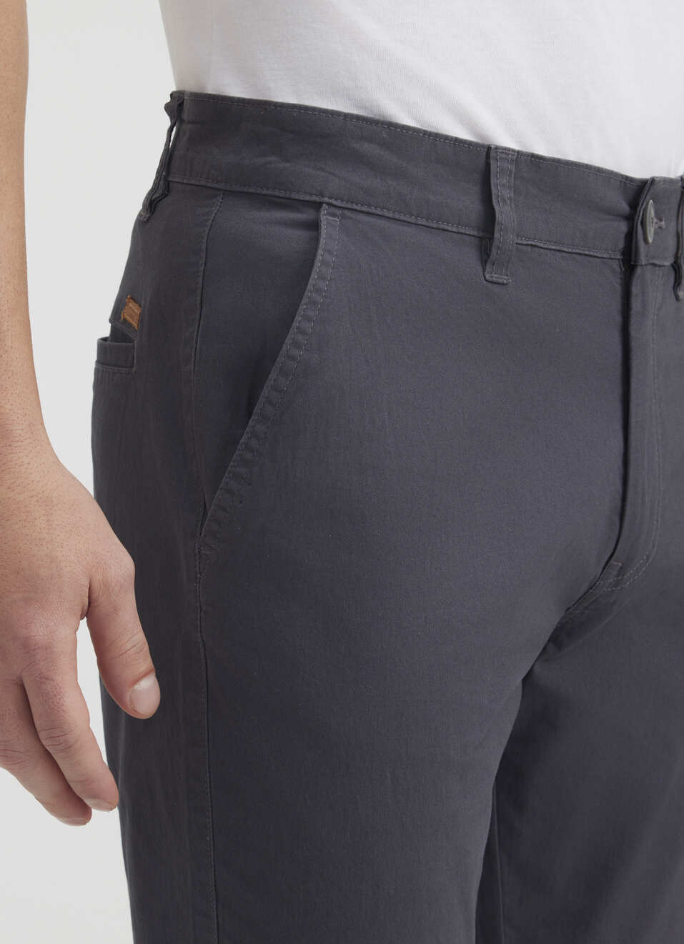 Men Grey Mid Rise Stretch Chinos, , large image number 4