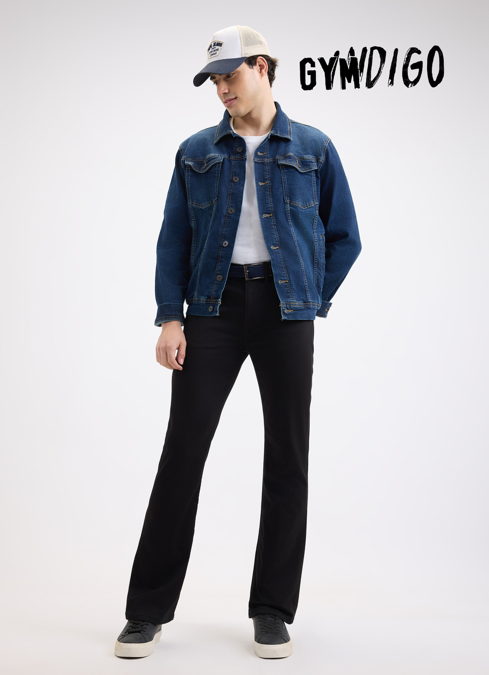 Men Black Bootcut Fit Mid Rise Gymindigo Jeans, , large image number 0