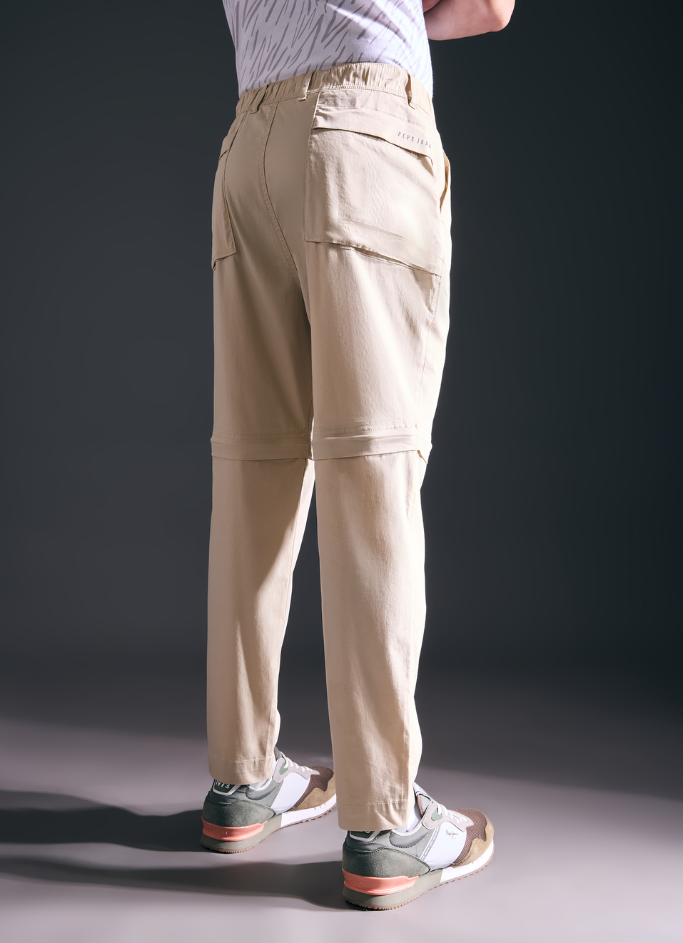 Men Beige Mid Rise Convertible Joggers, , large image number 2