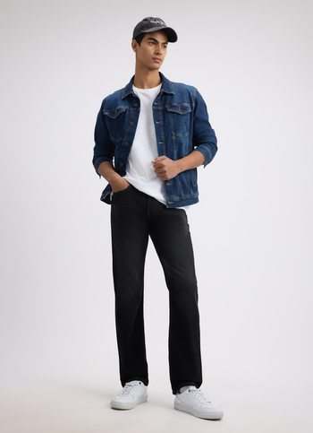 Men Black Straight Fit Mid Rise Jeans