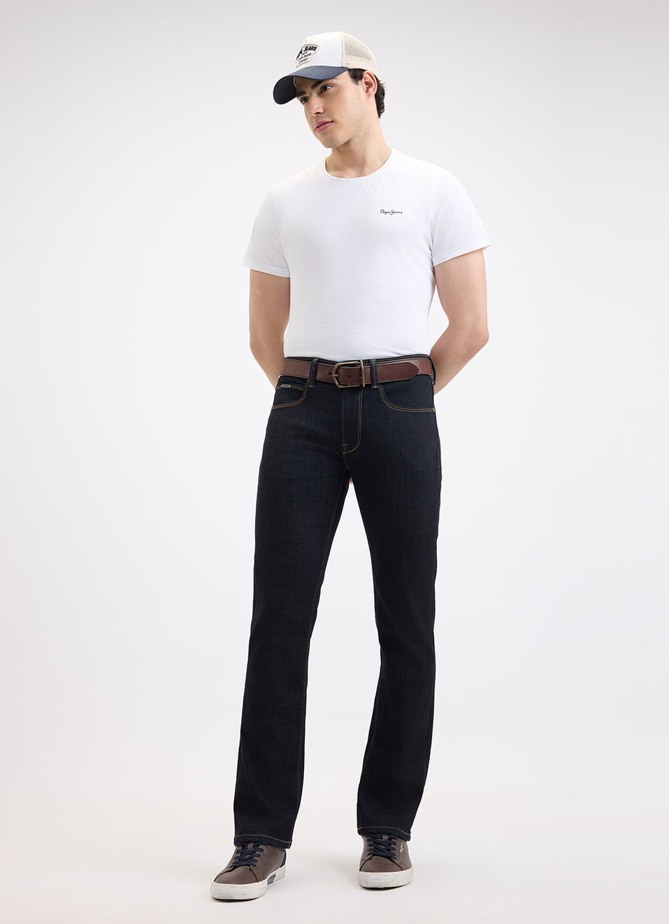 Men Blue Mid Rise Straight Jeans, , large image number 1