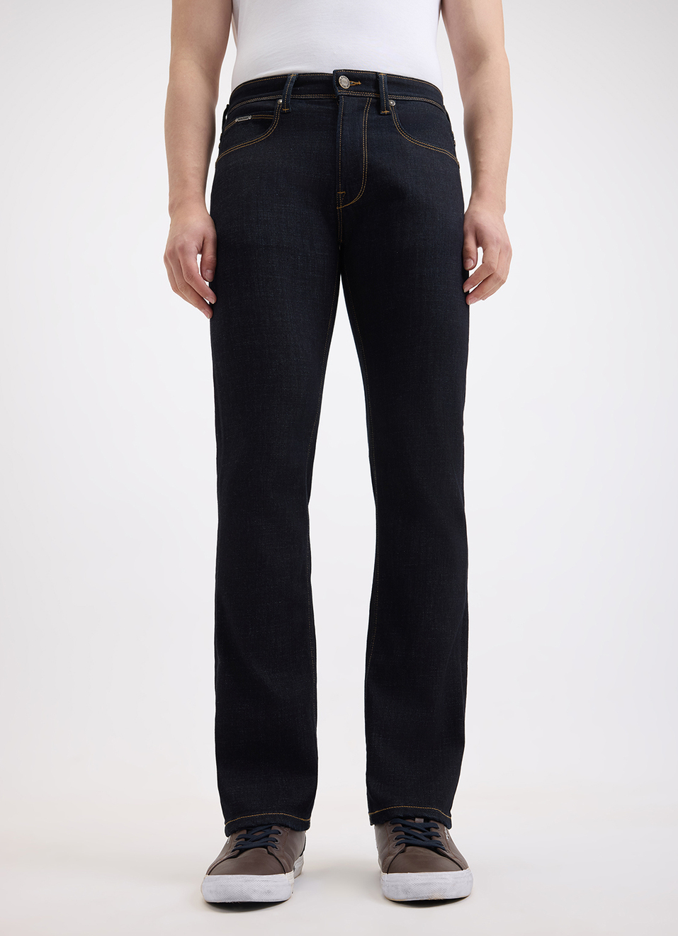 Men Blue Mid Rise Straight Jeans, , large image number 2