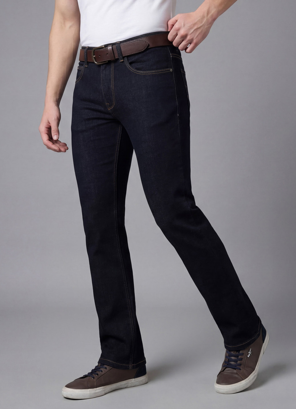 Men Blue Mid Rise Straight Jeans, , large image number 0