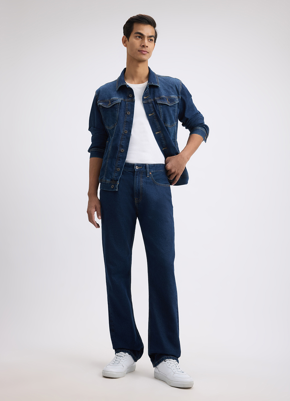 Men Blue Straight Fit Mid Rise Jeans , , large image number 1