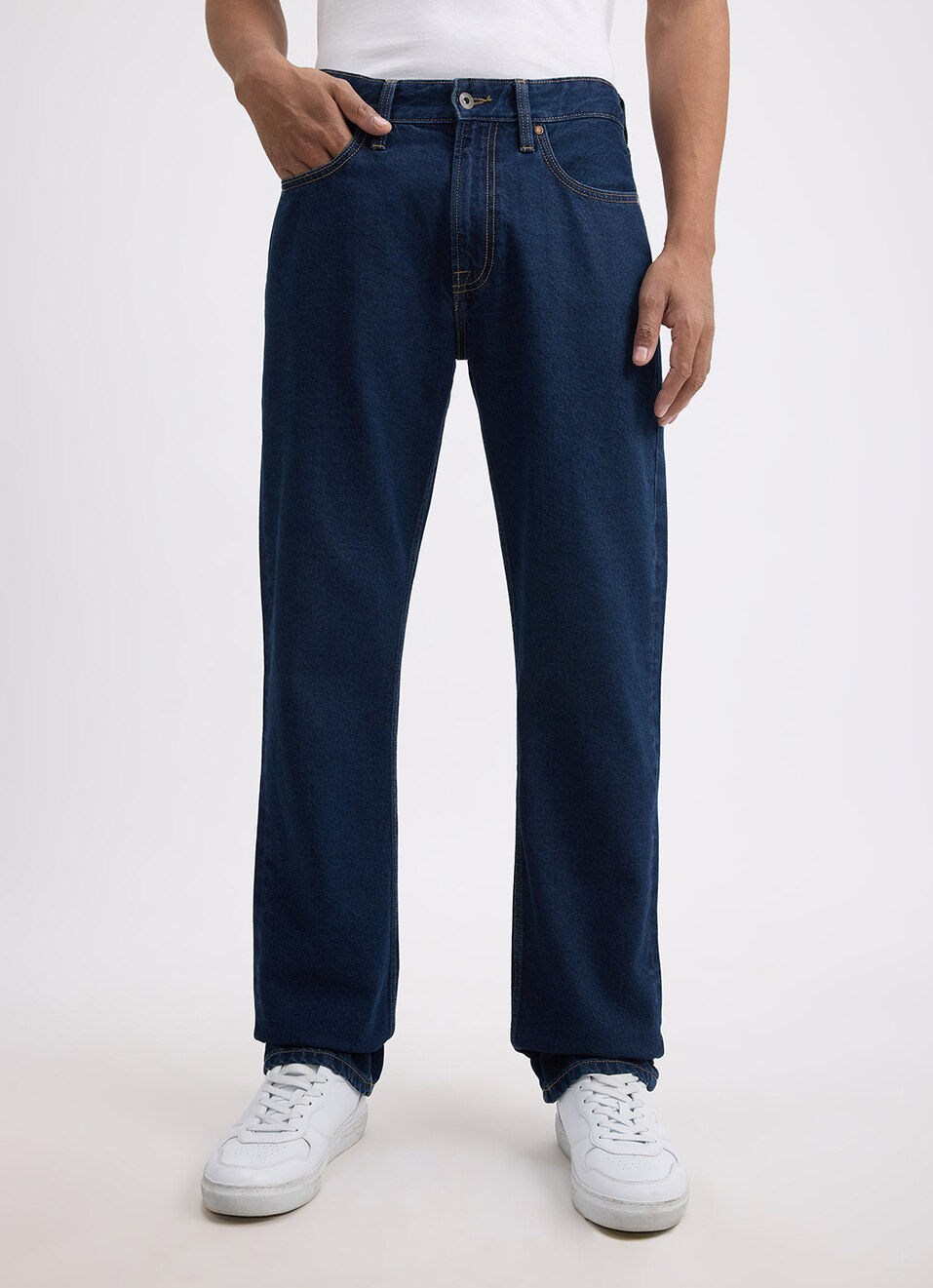 Men Blue Straight Fit Mid Rise Jeans , , large image number 2