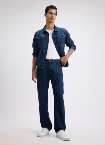 Men Blue Straight Fit Mid Rise Jeans 