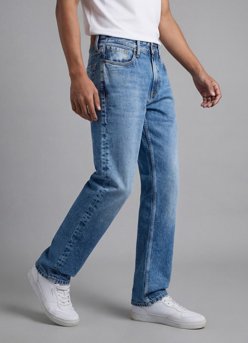 Men Blue Straight Fit Mid Rise Jeans , , large image number 0