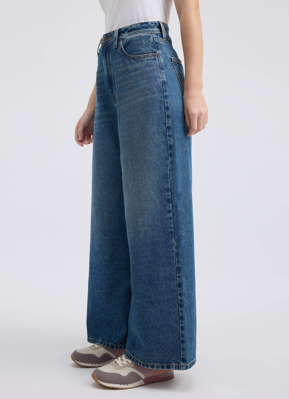 Women Blue Wide Leg Fit High Rise Jeans , , large image number 3
