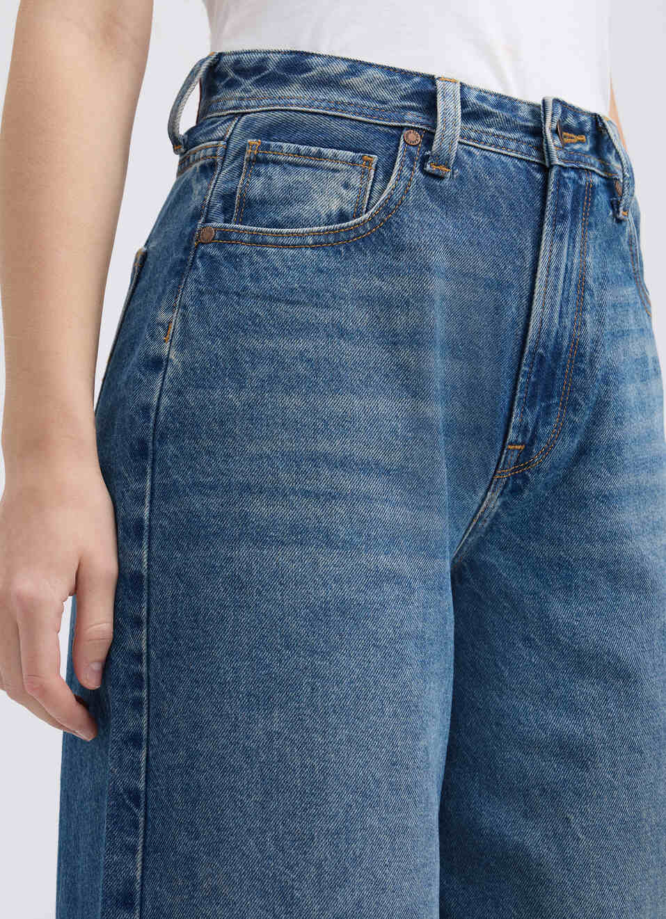 Women Blue Wide Leg Fit High Rise Jeans , , large image number 4