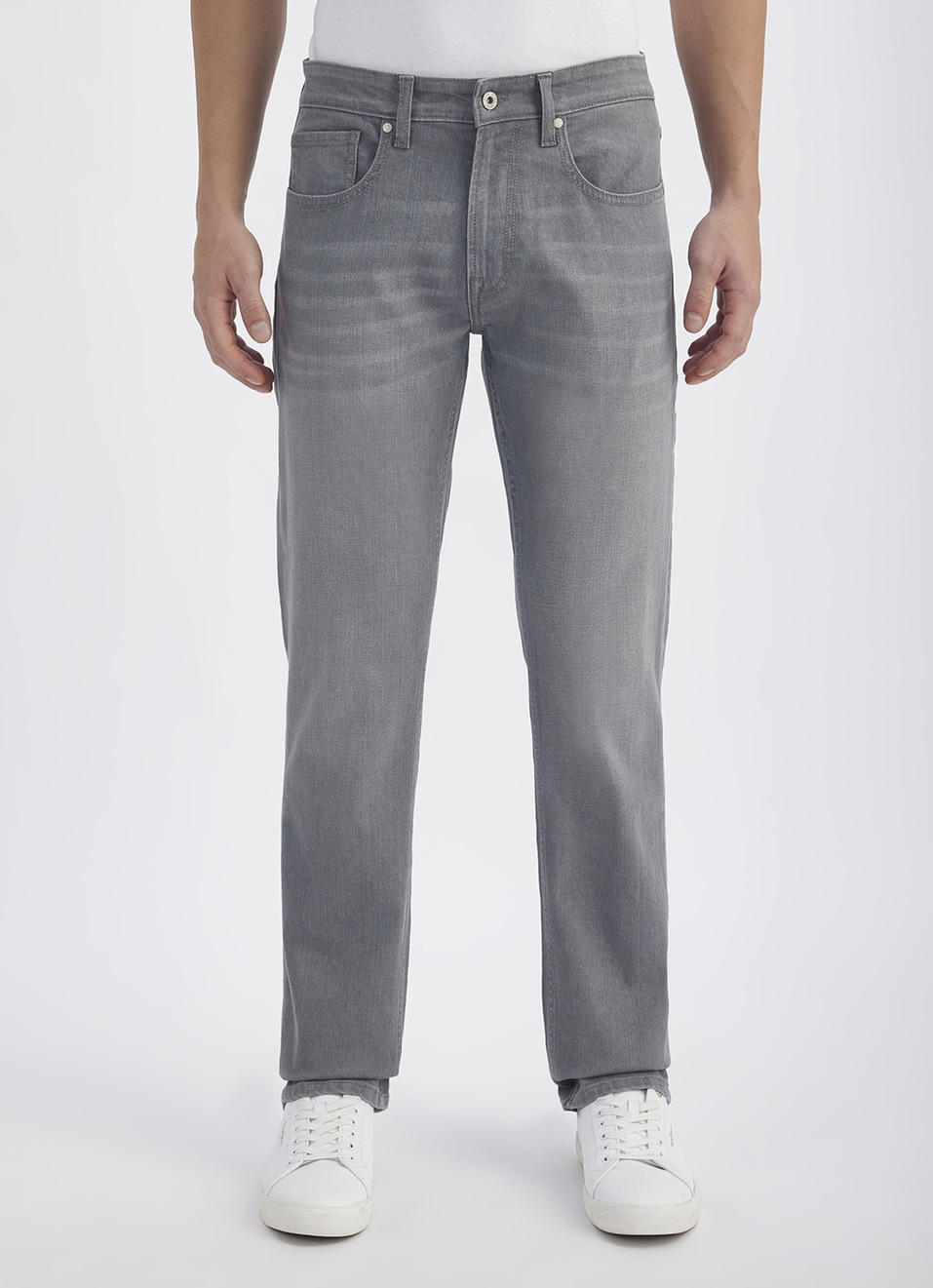 Men Grey Mid Rise Straight Jeans, , large image number 2