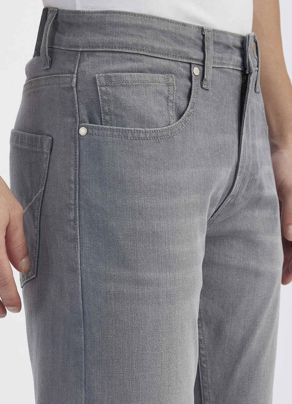 Men Grey Mid Rise Straight Jeans, , large image number 4
