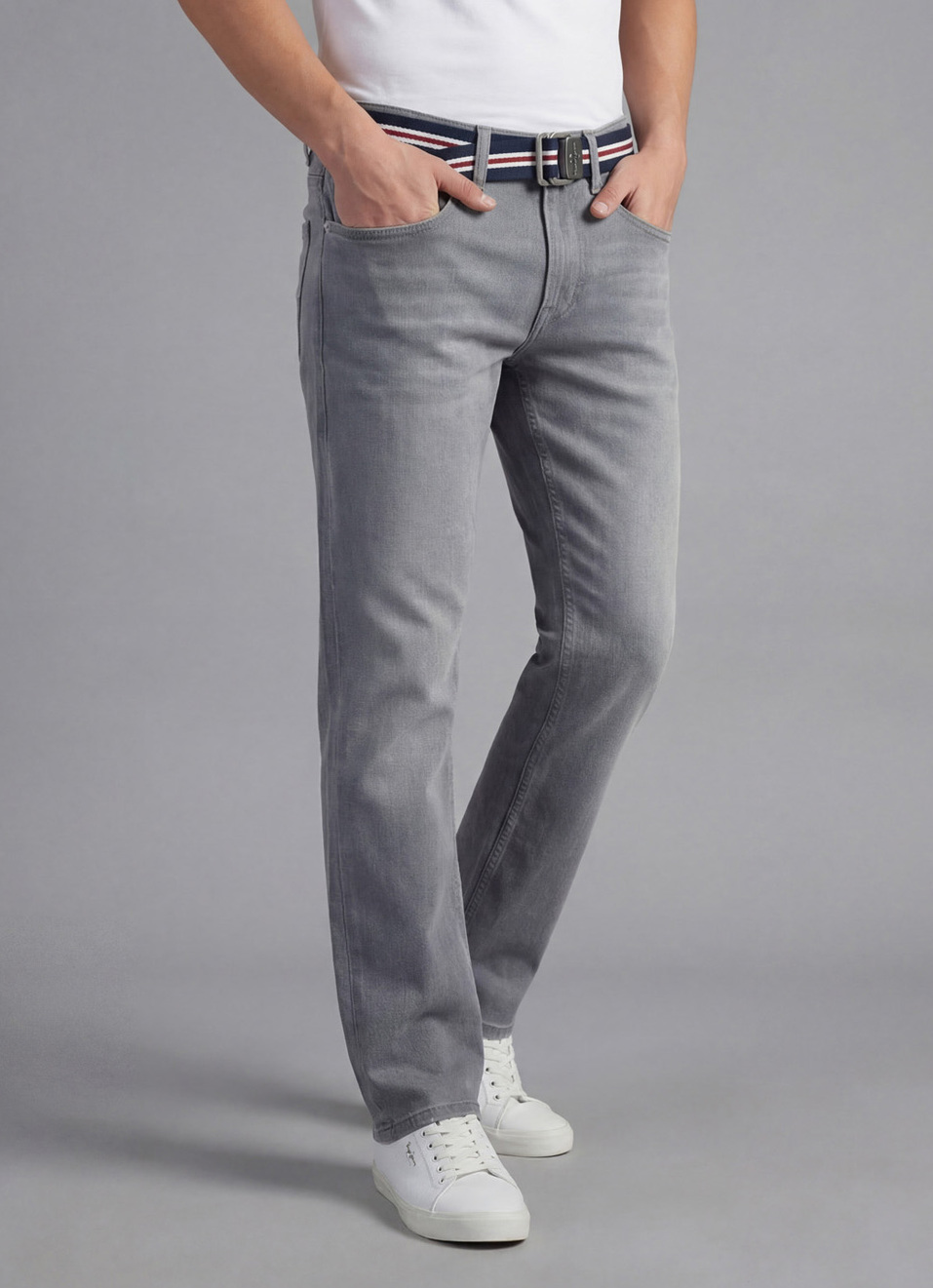 Men Grey Mid Rise Straight Jeans, , large image number 0