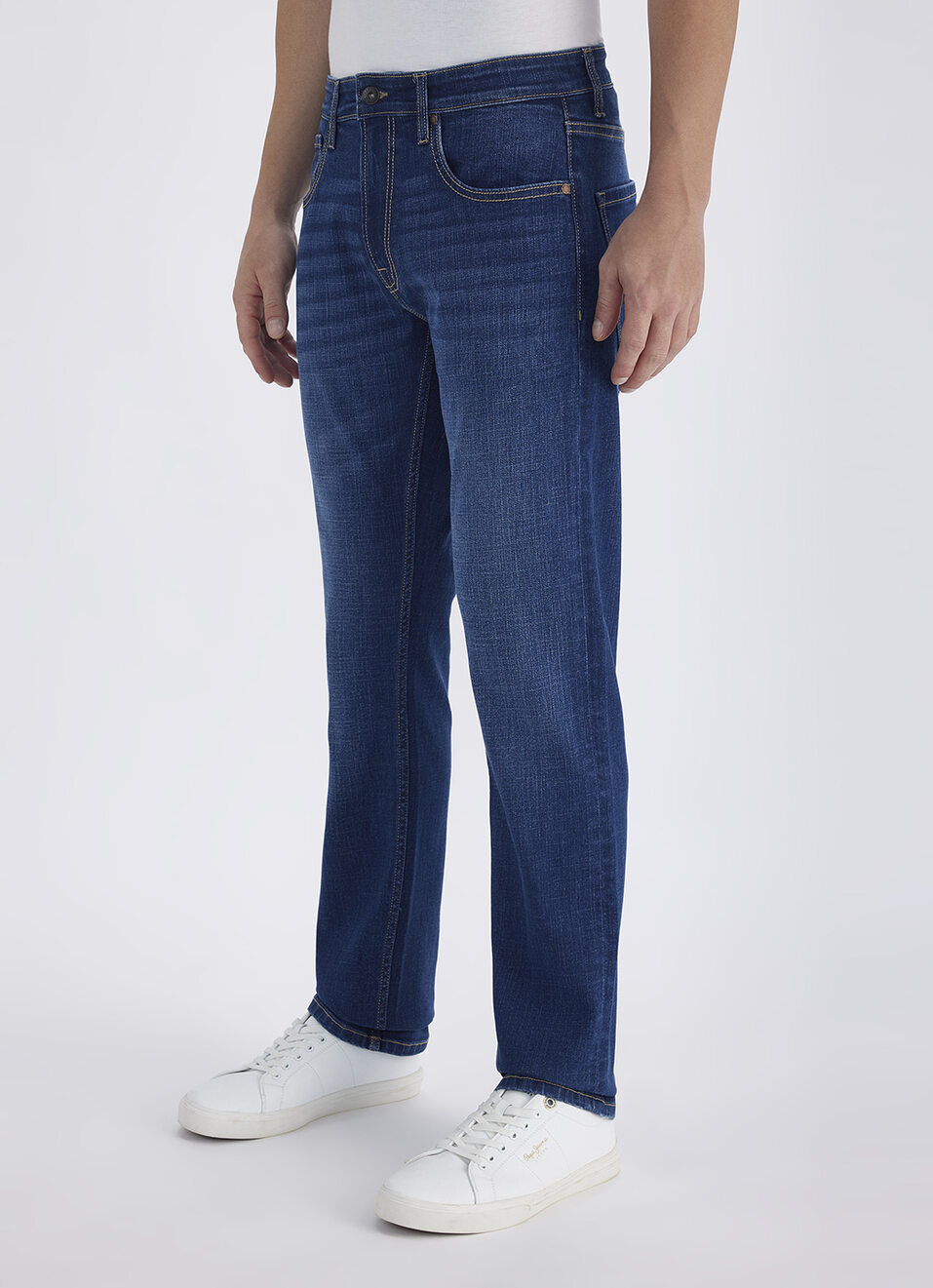 Men Blue Mid Rise Straight Jeans, , large image number 2
