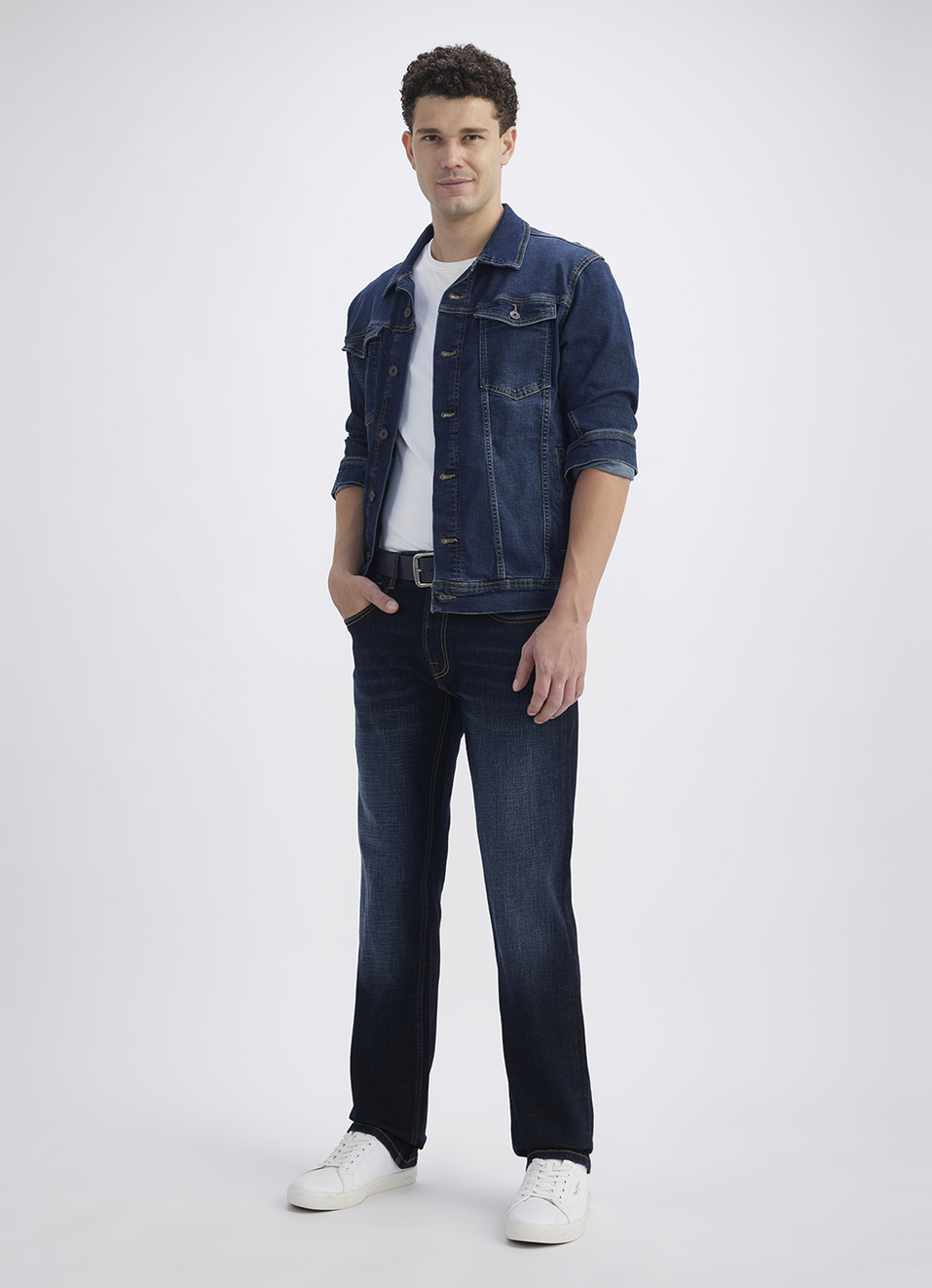 Men Blue Mid Rise Straight Jeans, , large image number 1