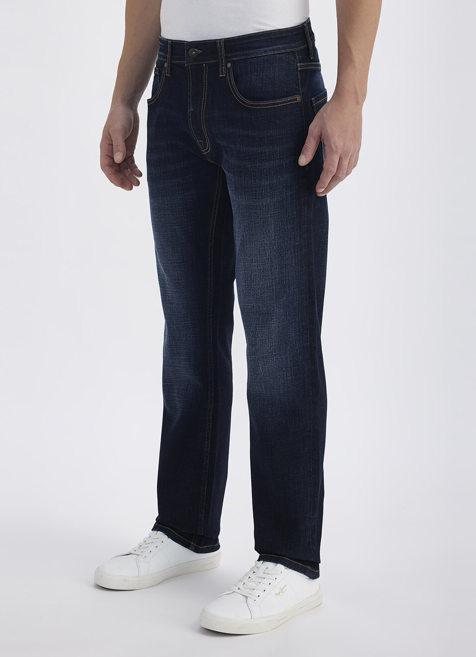 Men Blue Mid Rise Straight Jeans, , large image number 5