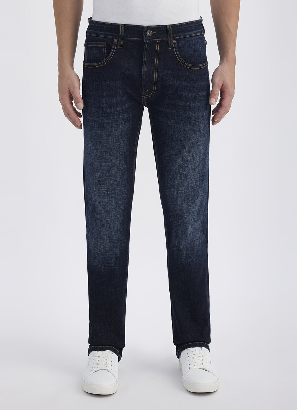 Men Blue Mid Rise Straight Jeans, , large image number 6